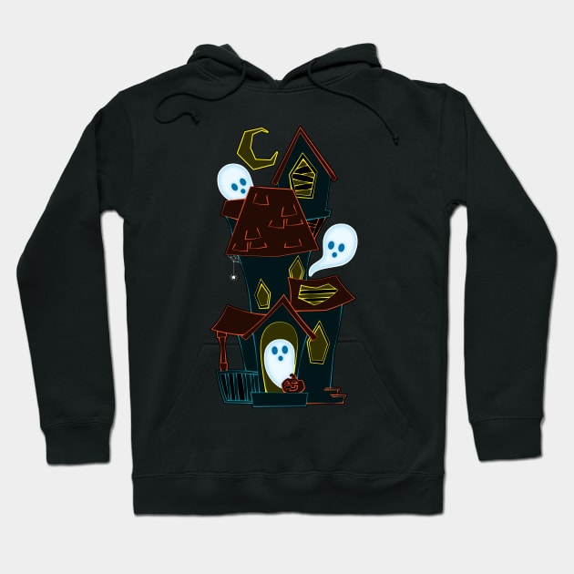 A Spooky Ghost House Hoodie by JPenfieldDesigns